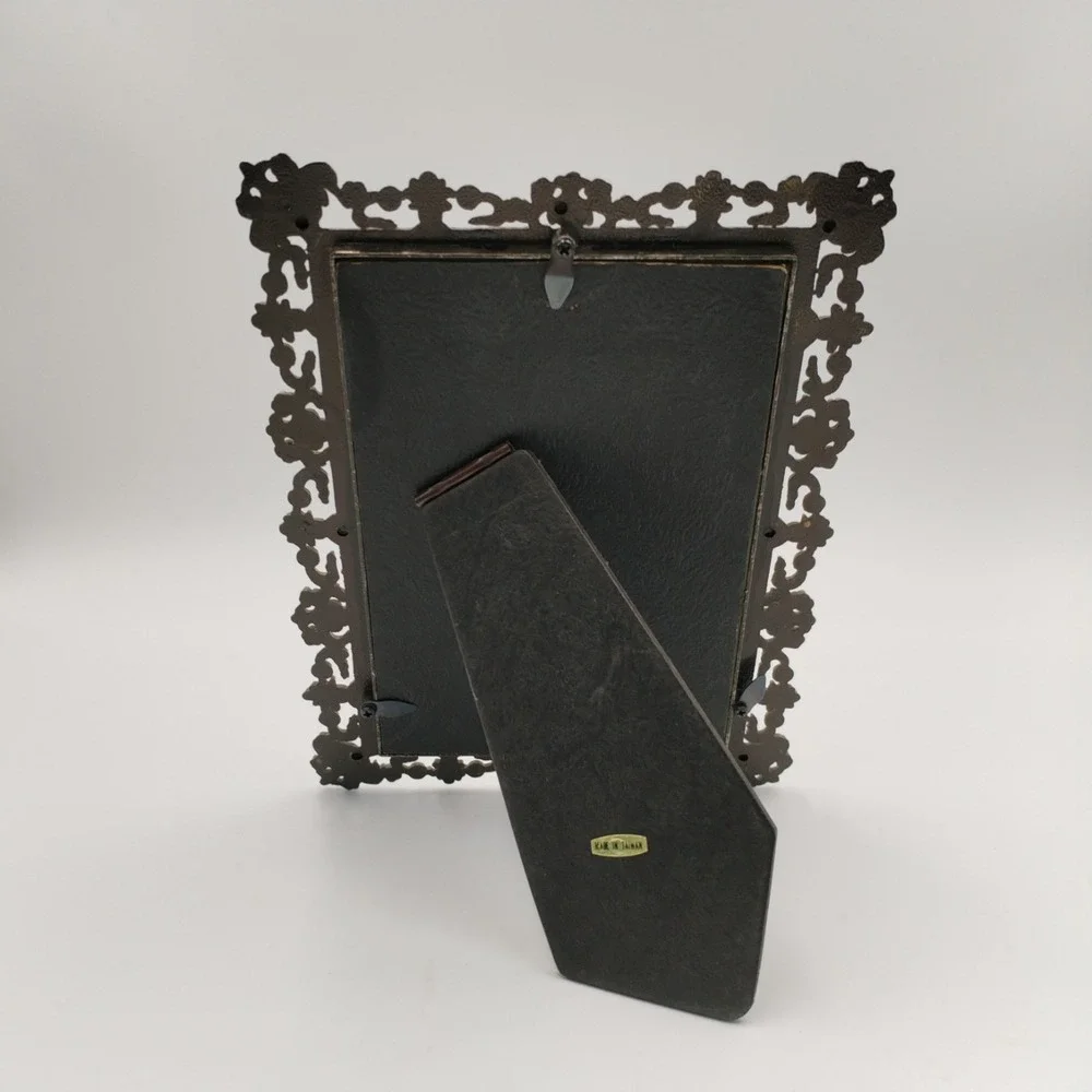 Vintage Ornate Silver Metal Picture Frame‎ Filigree Openwork Tabletop 4x6